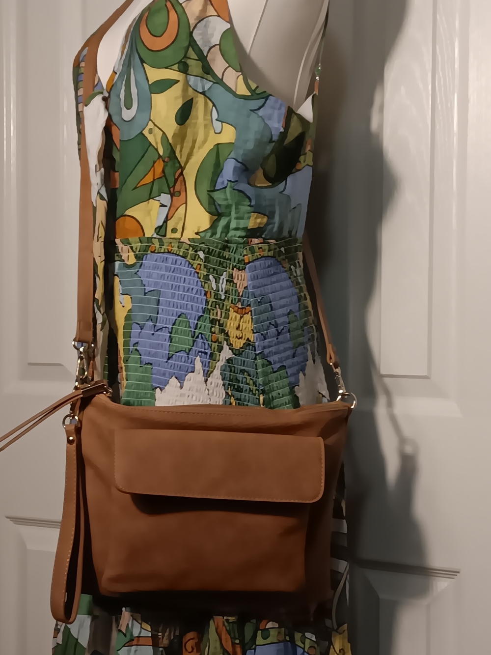 Shiraleah Tan Vegan Leather Crossbody Bag with Front Flap Pocket